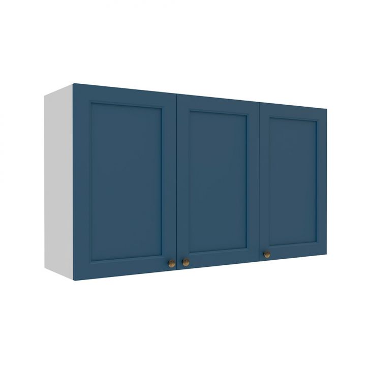 Armário Aéreo Lavanda 3 Portas Azul e Branco