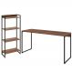 Kit Escritório Estante Areta 4 Prateleiras com Mesa Industrial Aspen 150cm C01 Nogal - Lyam Decor