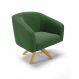 Poltrona Giratória Stella Suede Verde Base Madeira MA30 - D'Rossi