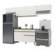 Armário de Cozinha Compacta 260cm Veneza Multimóveis V3697 Branco/Dourado
