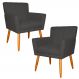 Kit 2 Poltronas Decorativa para Sala de Estar Cecília Suede Cinza - Montanaris Decor