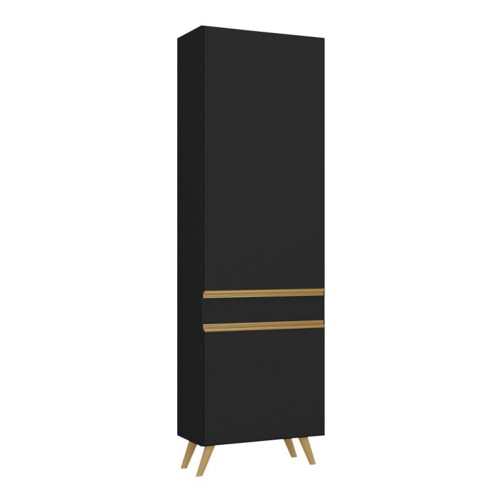 Paneleiro 2 Portas 62cm Veneza Multimóveis V3746 Preto/Dourado