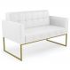 Sofá Namoradeira Base Industrial Dourado Ana Sintético Branco - Ibiza