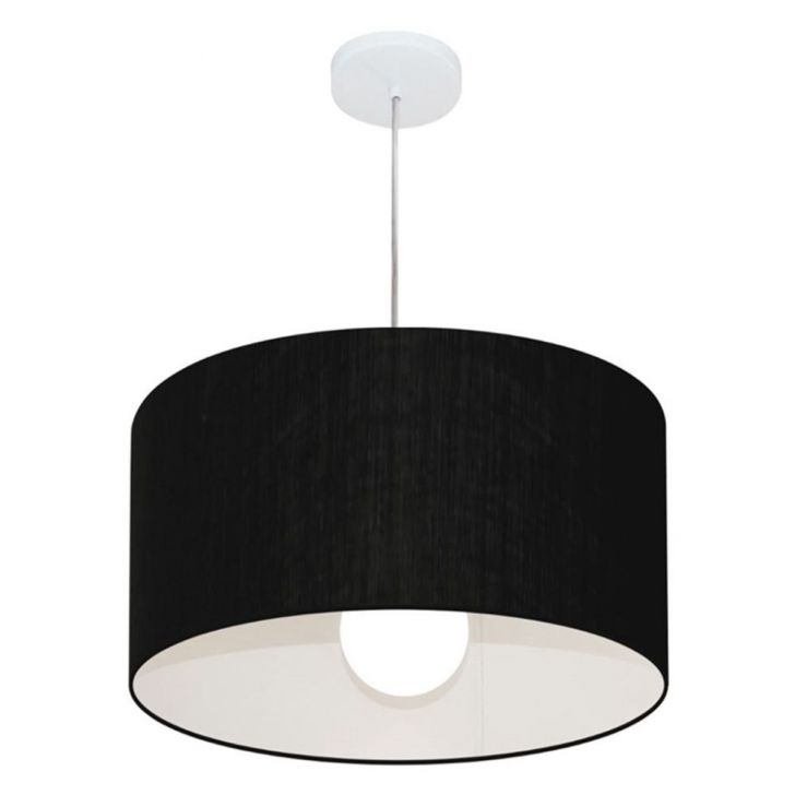 Pendente Cilíndrico Md-4205 Cúpula em Tecido 45x30cm Preto - Bivolt