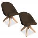 Kit 02 Poltronas Cadeira Giratória Bela Suede Marrom Base de Madeira - Pallazio