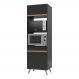 Paneleiro 2 Portas 63cm para Forno e Microondas Veneza Multimóveis V3679 Preto/Dourado