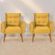 Conjunto de Poltronas Decorativas Atlas Veludo Amarelo