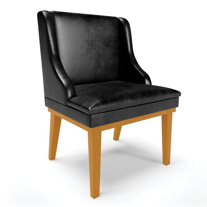 Cadeira de Jantar Liz Corano Preto Base Fixa Madeira Castanho - D'Rossi