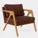 Poltrona Decorativa Para Sala Estar Pietra Com Estrutura Madeira L02 Couríssimo Marrom - Lyam Decor
