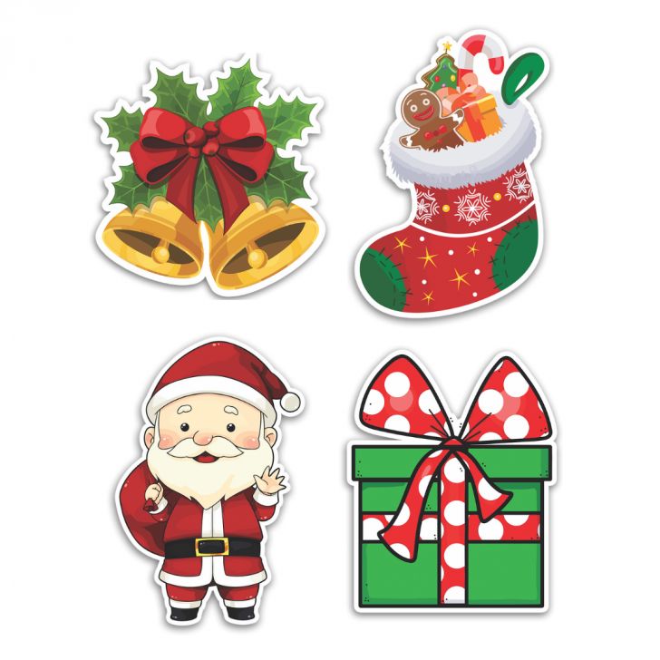 Kit Natal 4 Placas Decorativas Papai Noel Enfeite Presente