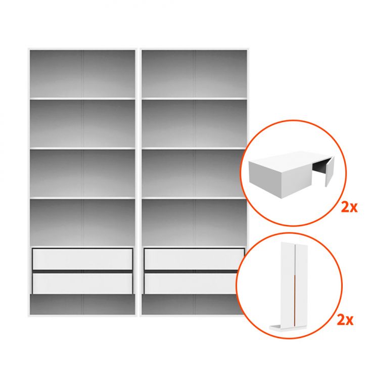 Guarda-roupa Modulado Com Maleiros E Prateleiras New Tuyo 8 Portas Articuladas 4 Gavetas Branco 180 Cm