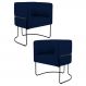 Kit 2 Poltronas Decorativas Base Aço Betina C-304 Veludo Azul Marinho - Domi