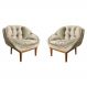 Kit 2 Poltronas Decorativa Marcela Veludo Bege Base Madeira Castanho - Pallazio