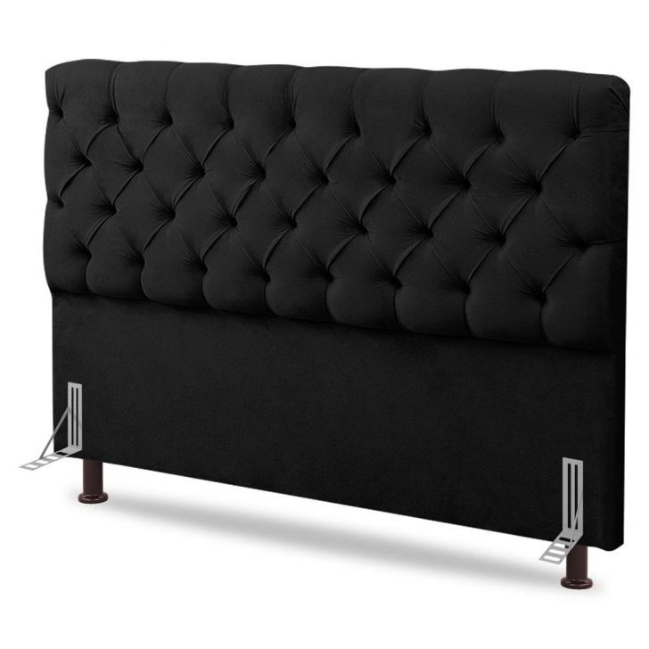 Cabeceira Cama Box Casal Queen Size Lylla 160cm Capitonê com Frame Sintético Preto - Desk Design