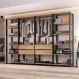 Guarda-Roupas Closet Modulado 205cm 4 Peças com 4 Gavetas e Cabideiros Multimóveis MP4321 Preto/Madeirado
