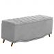 Recamier Calçadeira Baú Belize Solteiro 90cm Veludo Cinza - Montanaris Decor