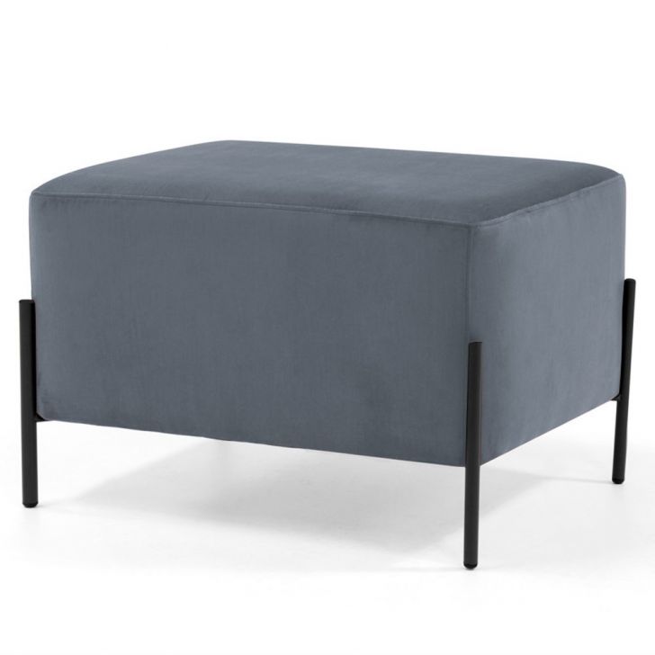 Puff Decorativo 60cm Base Aço Status B-317 Veludo Cinza - Domi