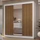 Guarda-Roupa Casal 3 Portas de Correr com Espelho 2 Gavetas Branco/Rustic Sublime Madesa