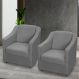 Kit 2 Poltronas Decorativa Para Sala Recepção Manicure Consultório Suede Cinza Pés de Plástico Cromado