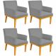 Kit 04 Poltronas Decorativa Para Sala de Estar Base Mel Beatriz W01 Corano Cinza - Lyam Decor