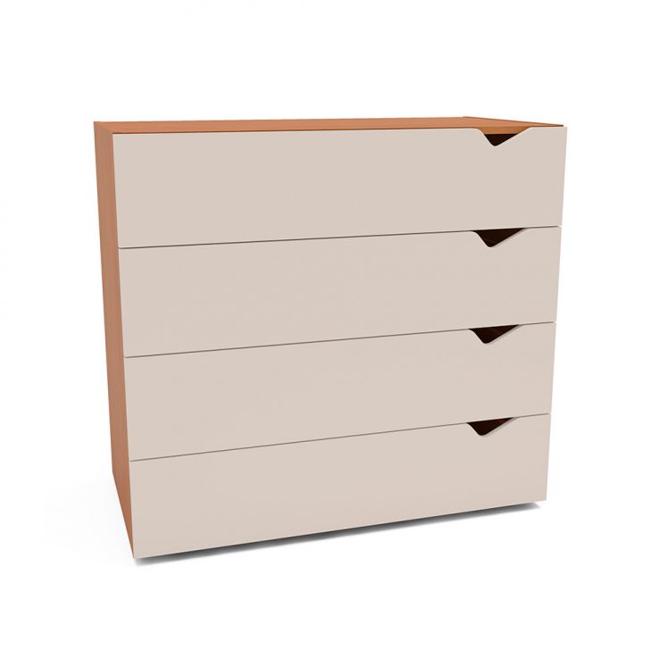 Cômoda Porto 4 Gavetas Creme e Freijó