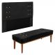 Kit Cabeceira e Calçadeira Recamier Casal 1,40m Gênova Suede Preto - Pallazio