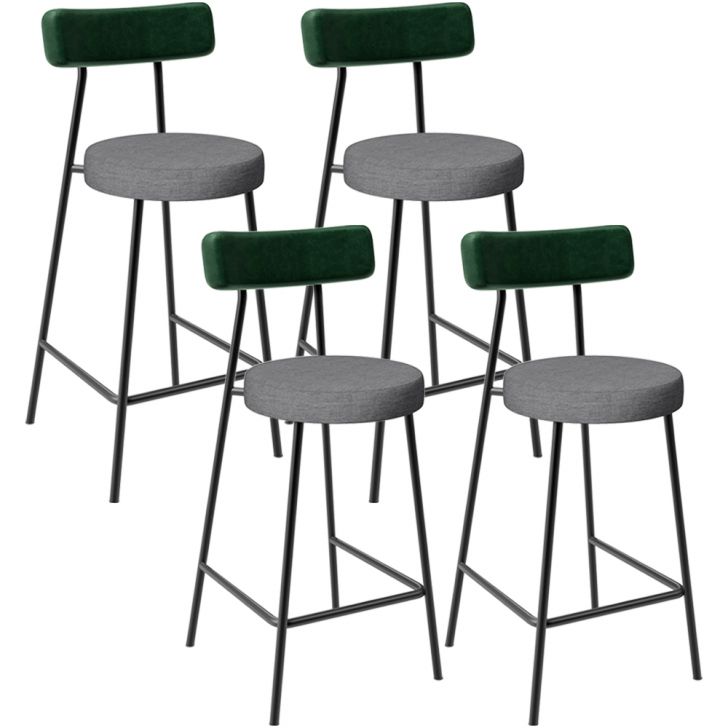 Kit 04 Banquetas Baixa Cozinha E Sala Jantar Bancada Milão L02 Facto Verde Cinza Escuro - Lyam Decor