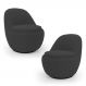 Kit 02 Poltronas Orgânicas Living Memphis Base Giratória Bouclê Preto - Desk Design