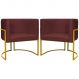 Kit 2 Poltronas Decorativa Para Sala Recepção Manicure Consultório Luna Suede Bordo Base de Ferro Dourado
