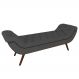 Puff Recamier Calçadeira 140cm Pés Palito Madeira Vêneto Z37 Veludo Chumbo - Mpozenato