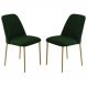 Conjunto 2 Cadeiras Londres Veludo Verde Escuro Metal Dourado
