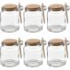 Kit 6 Pote Vidro Borossilicato Colher De Madeira Rolha 240ml