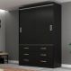 Guarda-Roupa Solteiro Veneza 2 Portas 6 Gavetas Preto