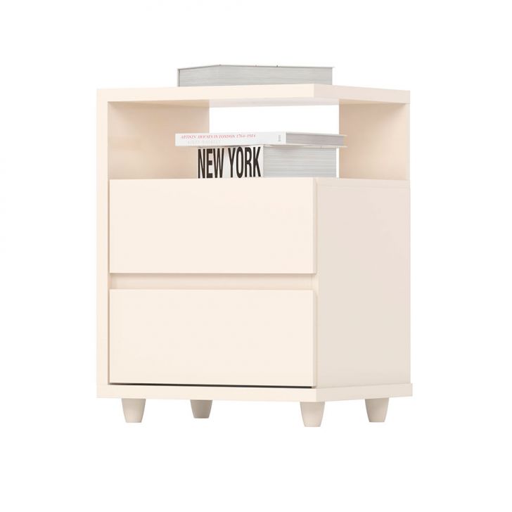Mesa De Cabeceira Campeche 2 Gavetas Off White