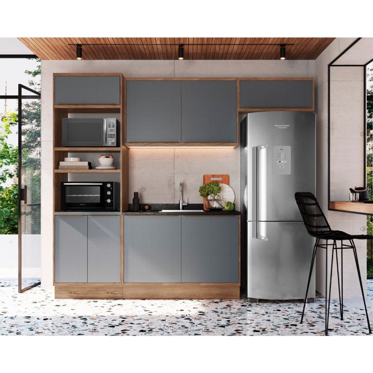 Cozinha Completa Ten 8 Portas Freijó e Grafito