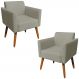 Kit 02 Poltronas Decorativas Isabella Pés Palito Madeira Suede Nude G19 - Gran Belo