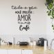 Frase de Parede em Relevo Amor e Café 80x78 Preto