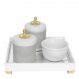 Kit Higiene Espelho Potes, Molhadeira e Capa Provençal Dourado Quarto Bebê Unissex