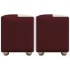 Kit 2 Puffs Decorativos Quadrados Para Sala Penteadeira Urban Tecido Corino Bordo e Bege