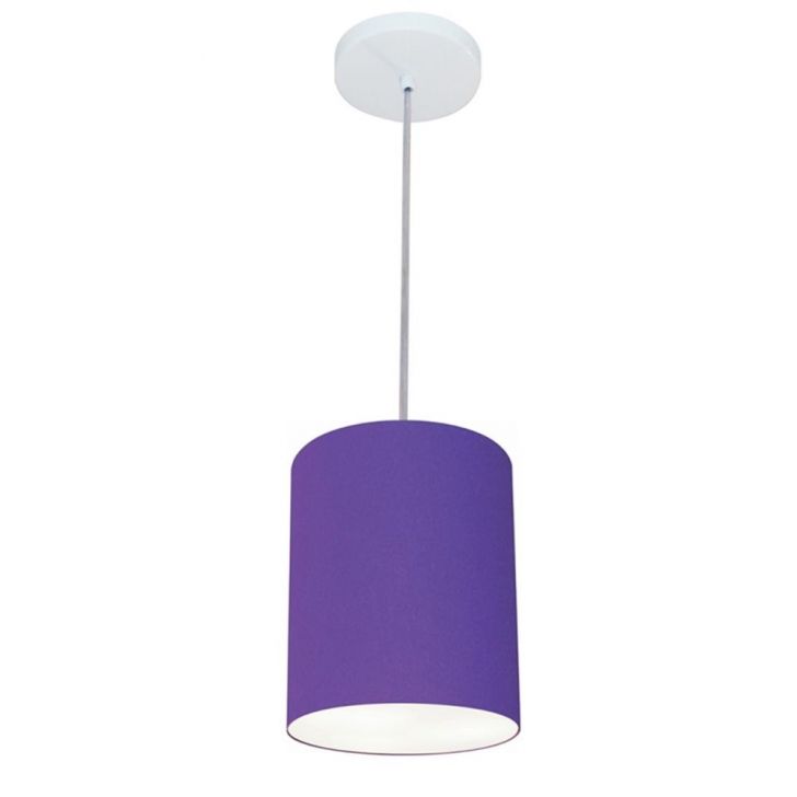 Pendente Cilíndrico Md-4012 Cúpula em Tecido 18x25cm Roxo - Bivolt