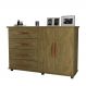 Cômoda 4 Gavetas e Porta Pés Rodízios Bali – Amendoa Wood – Móveis Primus