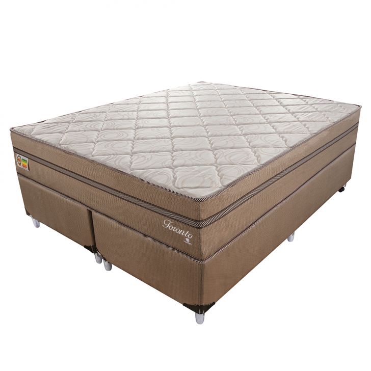 Cama Box Com Colchão Queen Toronto Mola Ensacada (70x158x198) Dourado E Bege