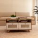 Mesa de Centro Trama 2 Gavetas 2 Prateleiras Cinamomo/Off White