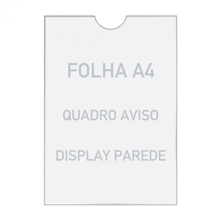 Quadro De Aviso A4 Display De Parede Acrílico Ps Cristal