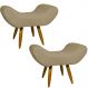 Kit 2 Puff Para Sala, Quarto E Escritório Decorativo Emilia Suede Nude Pé Castanho - Clique E Decore