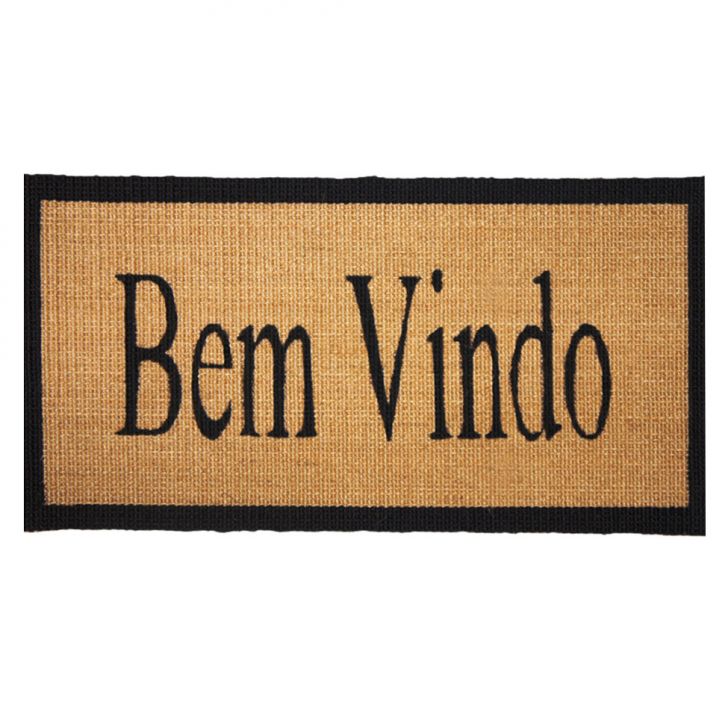 Capacho Riacho Bem Vindo 30x60 cm Natural e Preto Apaeb