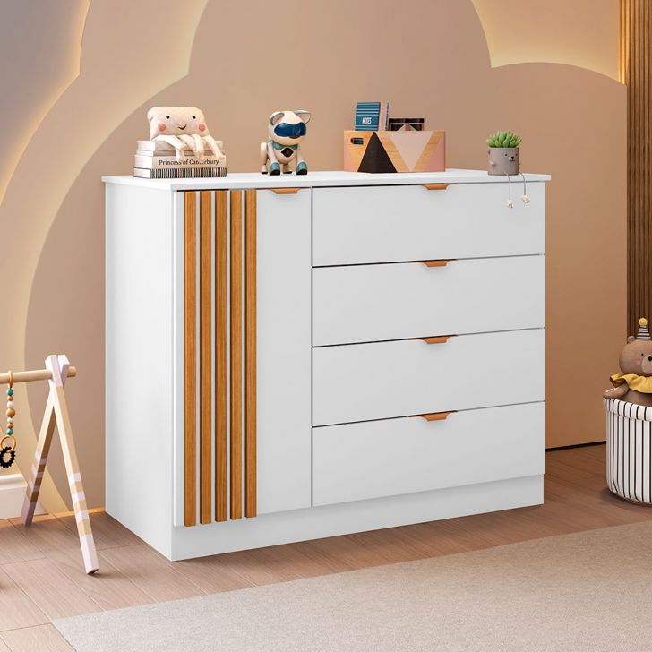 Cômoda Infantil Ayla 1 PT 4 GV Branca