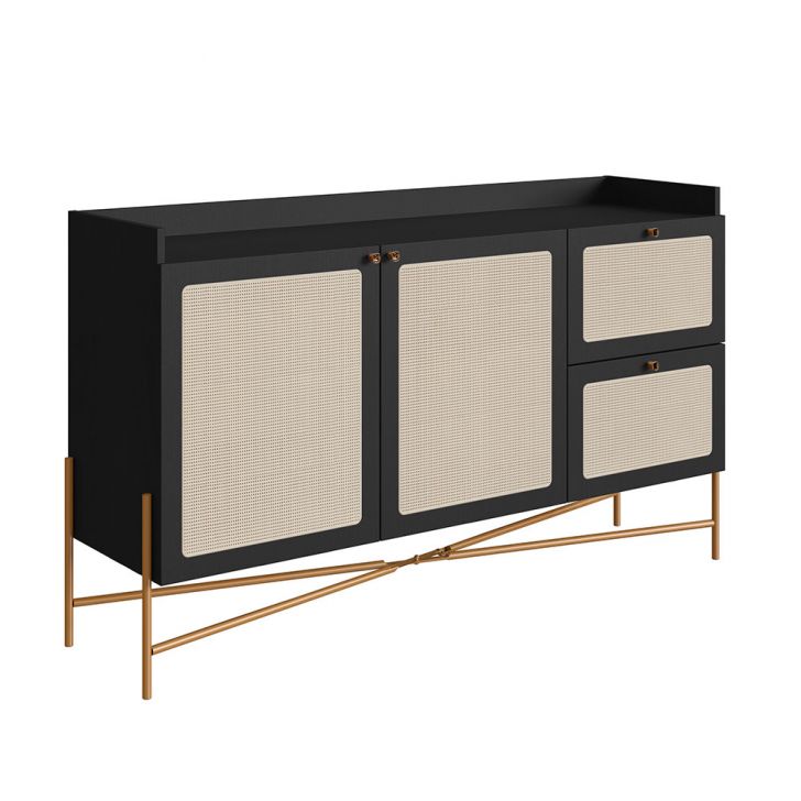 Buffet Oslo 2 PT 2 GV Preto e Dourado