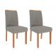 Conjunto com 2 Cadeiras Clarice Wood Linho Grafite e Madeira