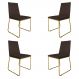 Kit 4 Cadeiras de Jantar Estofada Lille Base Gold Veludo Marrom - Montanaris Decor